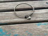 SALE- Apple Charm Bangle Bracelet - Adjustable Bracelet