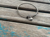 SALE- Apple Charm Bangle Bracelet - Adjustable Bracelet