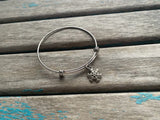 SALE- Snowflake Charm Bangle Bracelet - Adjustable Bracelet