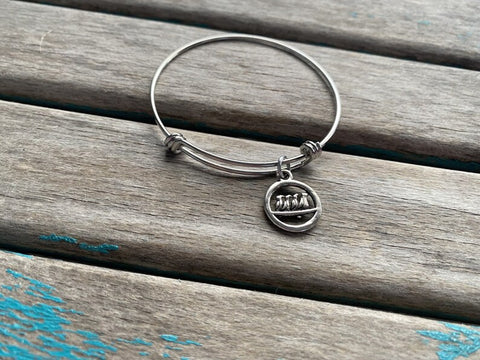 SALE- Adjustable Birds Charm Bangle Bracelet