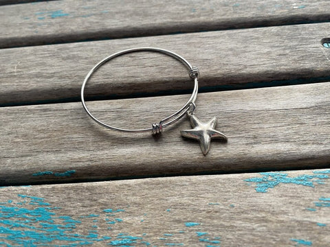 SALE- Star Bangle Bracelet- Adjustable Charm Bracelet