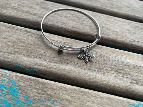 SALE Bug Charm Bangle Bracelet - Adjustable Jewelry