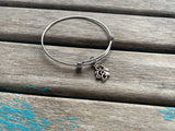 Teddy Bear Charm Bangle Bracelet - Adjustable