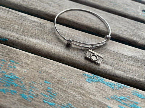 SALE- Camera Charm Bangle Bracelet
