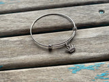 SALE- Crown Charm Bangle Bracelet - Adjustable Bracelet