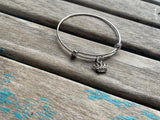 SALE- Crown Charm Bangle Bracelet - Adjustable Bracelet