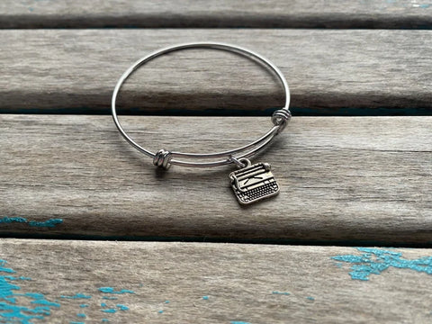 SALE- Typewriter Charm Bangle Bracelet