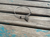 SALE - Grapes Charm Bangle Bracelet - Adjustable Bracelet