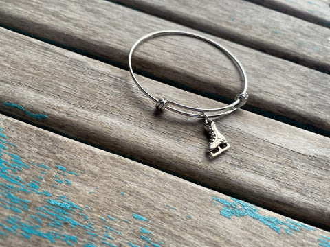 SALE- Ice Skate Charm Bangle Bracelet