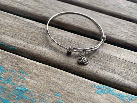 SALE- Pumpkin Bangle Bracelet- Adjustable Charm Bracelet