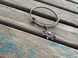 SALE- Sun Charm Bangle Bracelet: Adjustable Metal Jewelry