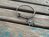 SALE- Sun Charm Bangle Bracelet: Adjustable Metal Jewelry