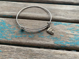 SALE- Fish Charm Bangle Bracelet - Adjustable Bracelet
