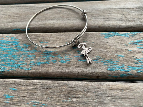 SALE- Dance Charm Bangle Bracelet - Adjustable Bracelet