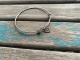 SALE- Heart Charm Bangle Bracelet - Adjustable Bracelet
