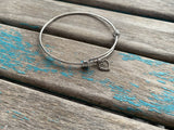 SALE- Heart Charm Bangle Bracelet - Adjustable Bracelet