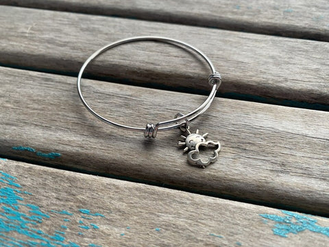 SALE - Weather Charm Bangle Bracelet: Adjustable Sun & Cloud Jewelry