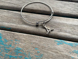 SALE- Hockey Charm Bangle Bracelet - Adjustable Bracelet