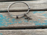 SALE- Starfish Charm Bangle Bracelet - Adjustable Bracelet