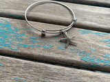 SALE- Starfish Charm Bangle Bracelet - Adjustable Bracelet