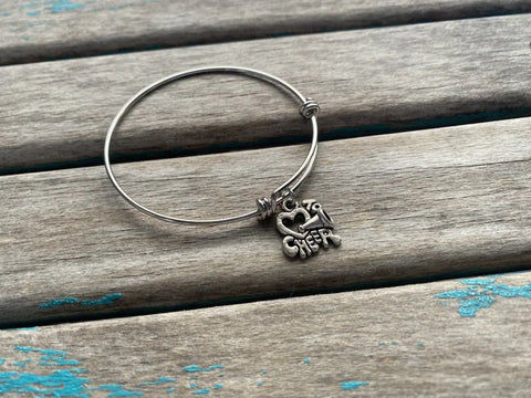 SALE- Cheer Charm Bangle Bracelet - Adjustable Bracelet