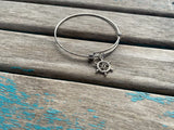 SALE- Ship's Helm Charm Bangle Bracelet - Adjustable Bracelet