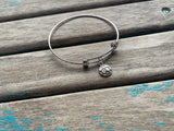 SALE- Soccer Charm Bangle Bracelet - Adjustable Bracelet
