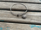 SALE- Heart Charm Bangle Bracelet - Adjustable Bracelet