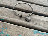 SALE- Heart Charm Bangle Bracelet - Adjustable Bracelet