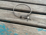 SALE- Bird Charm Bangle Bracelet - Adjustable Bracelet