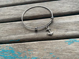 SALE- Anchor Charm Bangle Bracelet - Adjustable