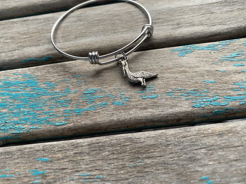 SALE- Pelican Charm Bangle Bracelet - Adjustable Bracelet