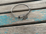 SALE- Hockey Mom Charm Bangle Bracelet - Adjustable Bracelet