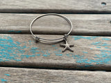 SALE- Starfish Charm Bangle Bracelet - Adjustable Bracelet