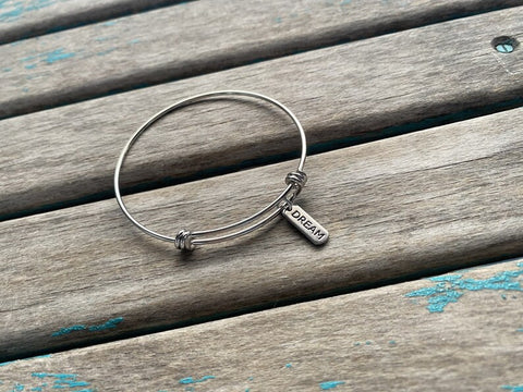 SALE- Dream Charm Bangle Bracelet - Adjustable Bracelet