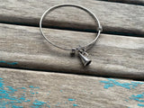 SALE- Cheerleader Megaphone Charm Bangle Bracelet - Adjustable Bracelet