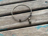 SALE- Barbell/Weights Charm Bangle Bracelet - Adjustable Bracelet