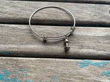 SALE- Barbell/Weights Charm Bangle Bracelet - Adjustable Bracelet