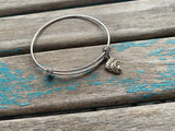 SALE- Fish Charm Bangle Bracelet - Adjustable Bracelet