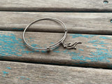 SALE- Bird Charm Bangle Bracelet - Adjustable Bracelet