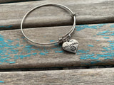 SALE- Volleyball Charm Bangle Bracelet - Adjustable Bracelet