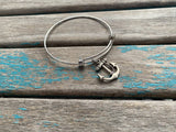SALE- Anchor Charm Bangle Bracelet - Adjustable Bracelet