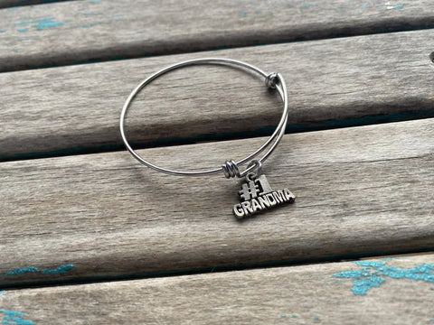 SALE- Grandma Charm Bangle Bracelet - Adjustable Bracelet