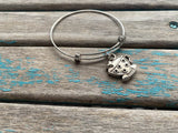 SALE- Tea Cup Charm Bangle Bracelet - Adjustable Bracelet