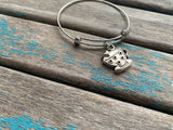 SALE- Tea Cup Charm Bangle Bracelet - Adjustable Bracelet