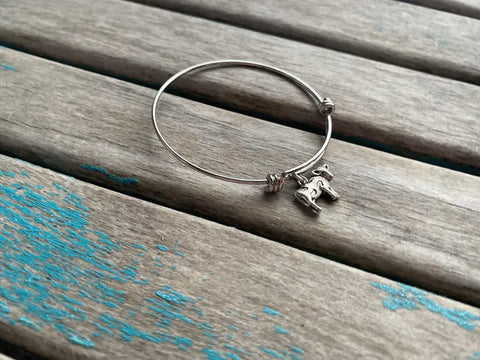 SALE- Cow Charm Bangle Bracelet - Adjustable Bracelet