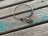 SALE- Football Charm Bangle Bracelet - Adjustable Bracelet