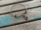 SALE- Autism Awareness Charm Bangle Bracelet - Adjustable Bracelet