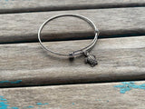 SALE- Turtle Charm Bangle Bracelet - Adjustable Bracelet
