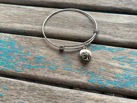 SALE- Fireman's Hat Charm Bangle Bracelet - Adjustable Bracelet